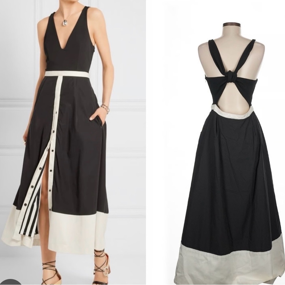 La Ligne “Bardot” Black and White Midi Dress